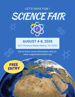 Free  Template: Blue Simple Photo Illustration Science Fair Poster