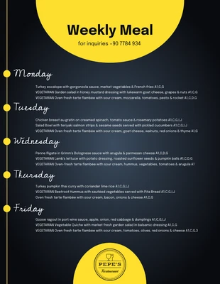 premium  Template: Black Lunch Weekly Menu