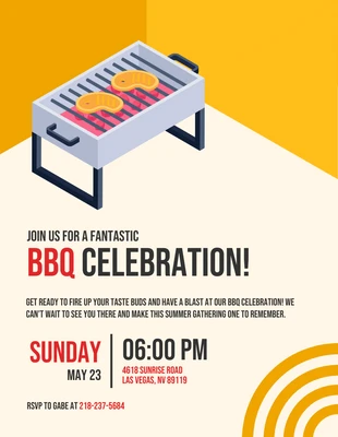 Free  Template: Yellow Modern Cheerful Illustration Celebration BBQ Invitation