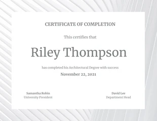 Free  Template: Minimalist Architectural Certificate of Completion Template