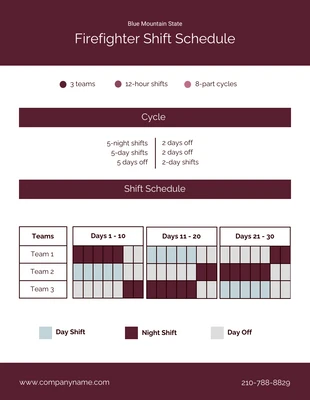 Free  Template: Modern Maroon Firefighter Shift Schedule Template