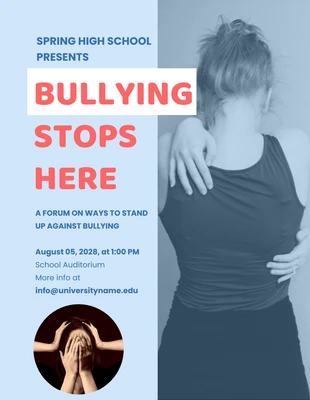 Free  Template: Red and Blue Stop Sign Anti-bullying Poster