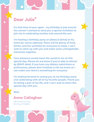 Free  Template: Pastel Blue and Pink Children Birthday Letterhead