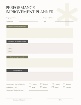 Free  Template: Bianca Performance Improvement Plan Template