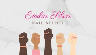 Free  Template: Light Grey Modern Texture Cute Illustration Nails Studio Business Card