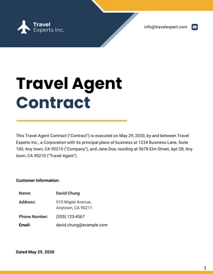 business  Template: Travel Agent Contract Template