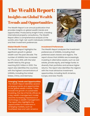 Free  Template: Orange Modern The Wealth Report Newsletter Template