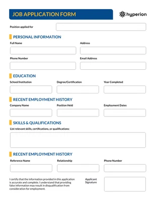 business interactive Template: Blue and Yellow Professional Job Application Forms