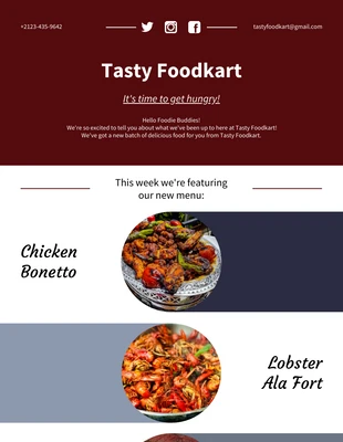 Free  Template: Food Menu Email Newsletter Templates