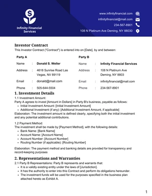 premium  Template: Navy Blue Investor Contract Template