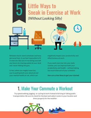 premium  Template: Exercise At Work Infographic Template