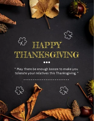 Free  Template: Dark Grey Minimalist Photo Happy Thanksgiving Poster