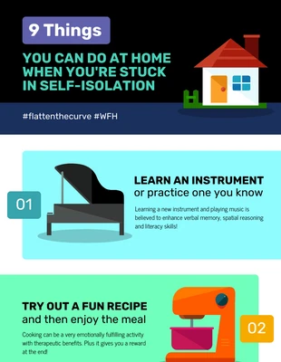 Free  Template: 9 Ways to Manage Self-isolation Infographic Template