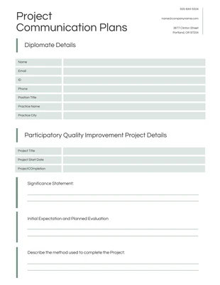 Free  Template: White Project Communication Plan Template