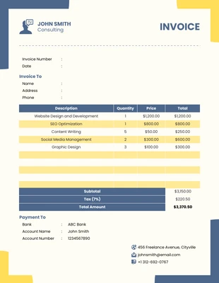 business  Template: Minimalist Self-employed Consulting Invoice Template