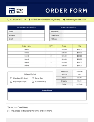 business  Template: Downriver Ecommerce Order Form Template