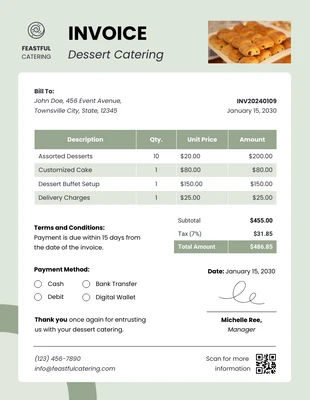 business  Template: Dessert Catering Invoice Template