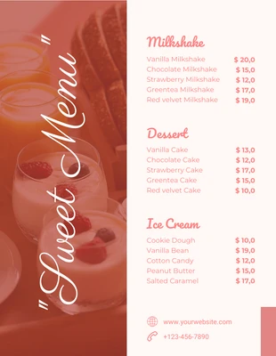 Free  Template: Light Pink Minimalist Photo Sweet Dessert Menu