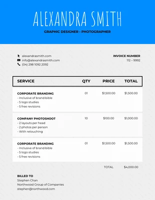 Free  Template: Cobalt Blue Invoice Template