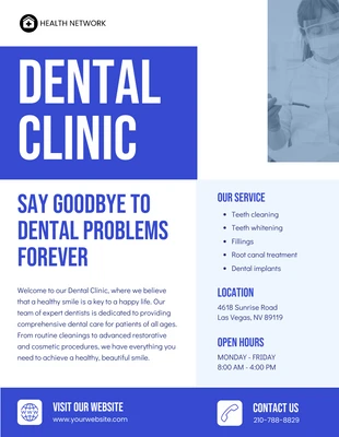 Free  Template: White and Blue Dental Clinic Poster Template