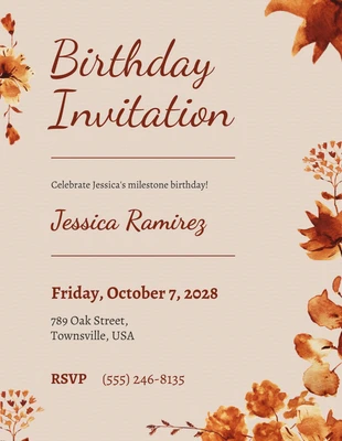 Free  Template: Cream Chocolate 30th Birthday Invitations