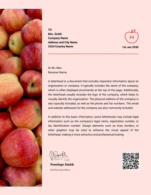 Free  Template: Baby Pink Pastel Simple Apple Letterhead Template