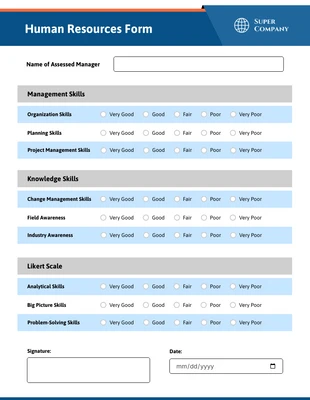 business interactive Template: Human Resources Form Template