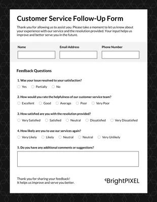 Free  Template: Simple Customer Service Form Template