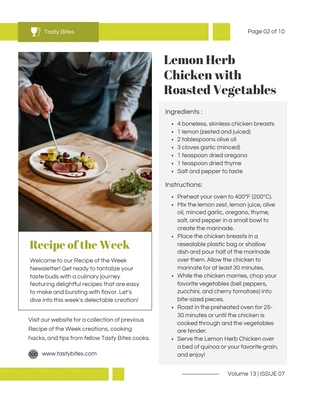 business  Template: Recipe of the Week Newsletter Template