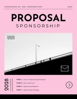 Free  Template: Black & Pink Color Simple Sponsorship Proposal Template