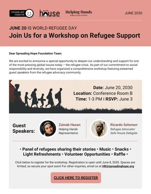 Free  Template: Nonprofit World Refugee Day Email Newsletter Template