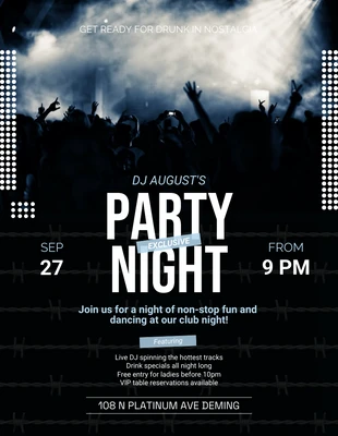 Free  Template: Dark Blue Club Party Night Poster