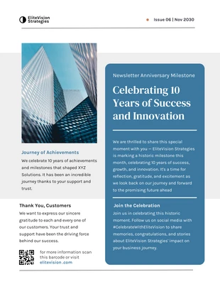 business  Template: Anniversary Milestone Newsletter Template