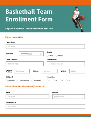 Free interactive Template: Green and Orange Simple Enrollment Forms