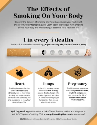 Free  Template: Effects of Smoking Cigarette Infographic Template