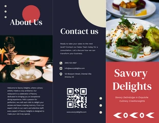 Free  Template: Ebony Clay Restaurant Tri-fold Brochure Template