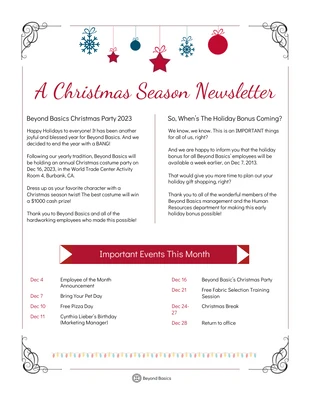 Free  Template: Christmas Letter For Employees Newsletter Template