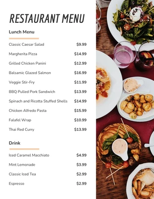 Free  Template: White Minimalist Restaurant Lunch Menu