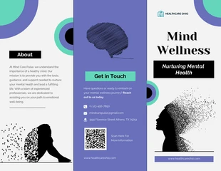 premium interactive Template: Purple Black Mental Health Tri-fold Brochure Template