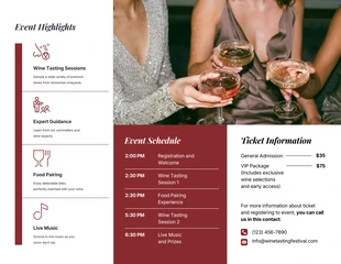 Wine Testing Event Trifold Brochure - Page 2