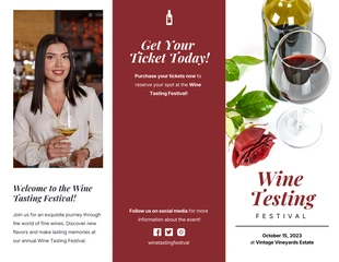 Free  Template: Wine Tasting Event Trifold Brochure Template