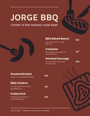 Free  Template: Brown And Black Cute Simple BBQ Menus