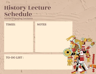 Free  Template: Light Brown Texture Vintage History Lecture Schedule Template