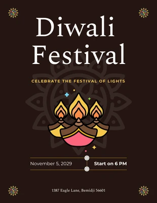 Free  Template: Clean Minimalist Design Diwali Festival Invitations