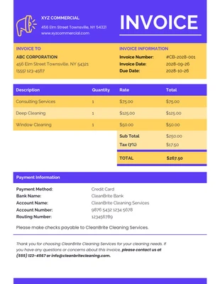 premium  Template: Simple Yellow Blue Commercial Invoice Template