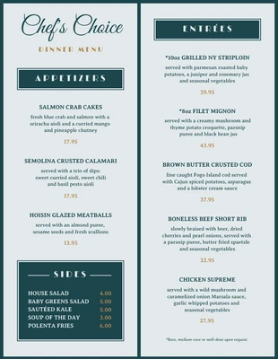 business  Template: Elegant Simple Dinner Menu