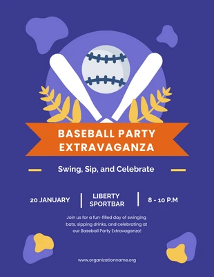 Free  Template: Purple And Orange Baseball Party Invitation