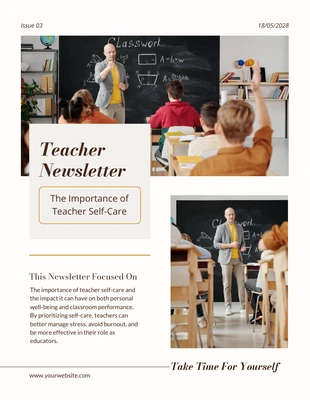 Free  Template: White Beige Teacher Newsletter Template