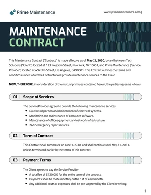 premium  Template: Maintenance Contract Template