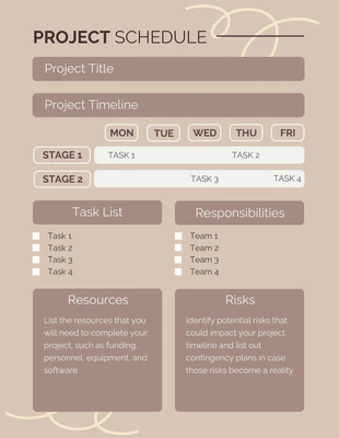 Free  Template: Cream Pastel Project Schedule Poster